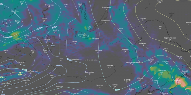 Түймрийн халуун цэг Байгалийн чанад, Эрхүү орчмоор 30-40 мм хур бороо орно