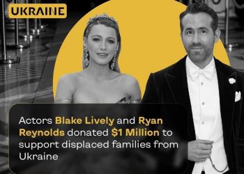 Райан Рейнолдсын гэр бүл Украинд 1 сая доллар хандивлав